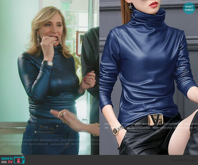 Faux Leather Turtleneck by Sonja Faux Leather Turtleneck worn by Sonja Morgan on The Real Housewives of New York City