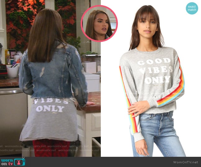 Spiritual Gangster Good Vibes Only Crop Sweatshirt worn by Alexa Mendoza (Paris Berelc) on Alexa & Katie