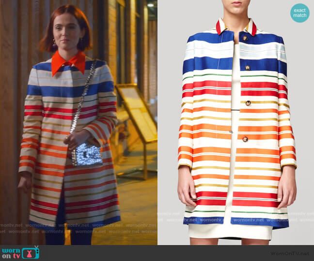 Stella McCartney Deckchair Stripe Coat worn by Infinity Jackson (Zoey Deutch) on The Politician