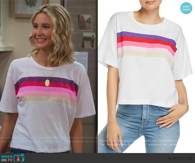 Sundry Rainbow-Stripe Boxy Tee worn by Katie Cooper (Isabel May) on Alexa & Katie
