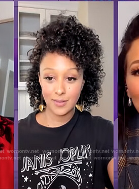 Tamera’s black Janis Joplin print tee on The Real