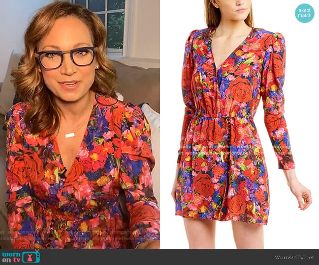The Kooples Summer Night Silk Mini Dress worn by Ginger Zee on Good Morning America