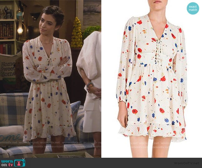 The Kooples Daydream Flowers Lace-Up Floral Silk Dress worn by Ramona Gibbler (Soni Nicole Bringas) on Fuller House