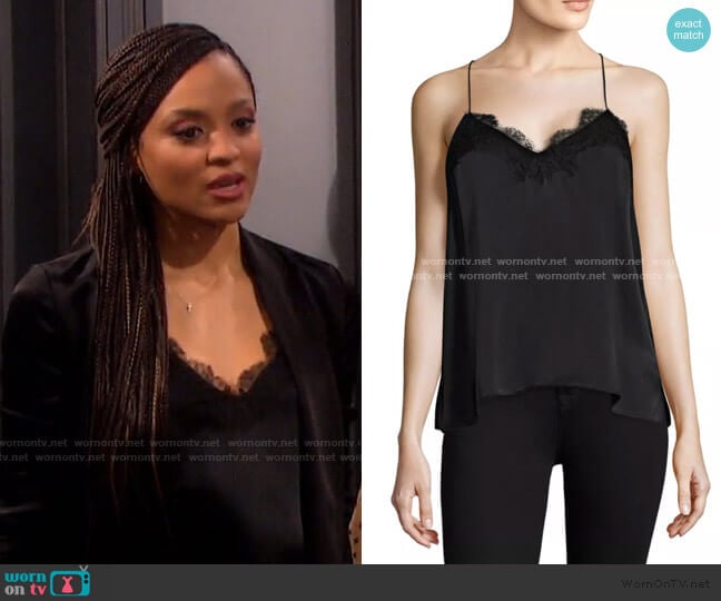 Cami NYC The Racer Top in Black worn by Lani Price (Sal Stowers) on Days of our Lives