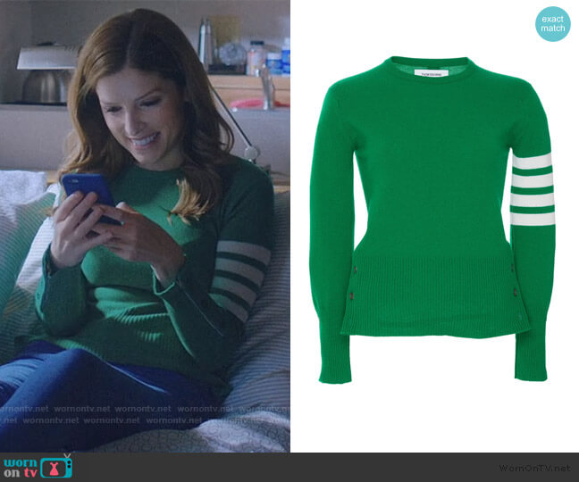 Thom Browne Classic Stripe-Detailed Cashmere Sweater worn by Darby (Anna Kendrick) on Love Life