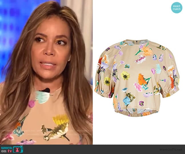 Tibi Shirred Sleeve Top worn by Sunny Hostin on The View