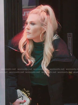 Tinsley’s green button shoulder blouse on The Real Housewives of New York City