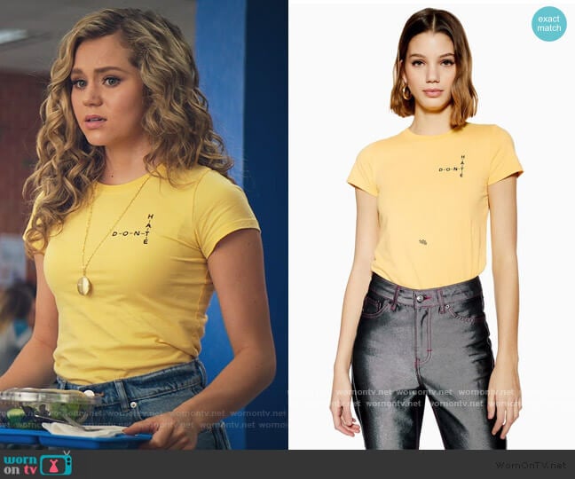 Topshop Don't Hate Crossword T-Shirt worn by Courtney Whitemore (Brec Bassinger) on Stargirl