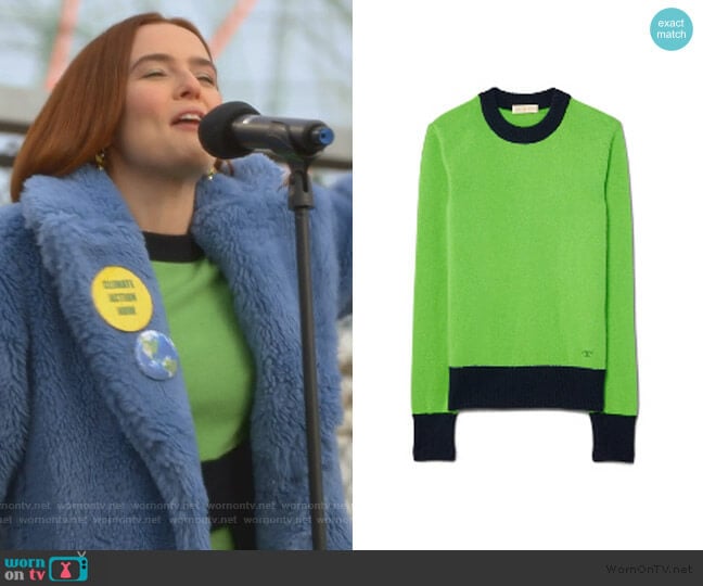 Tory Burch Cashmere Color-Block Sweater worn by Infinity Jackson (Zoey Deutch) on The Politician