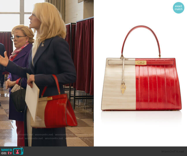 Tory Burch Lee Radziwill Color-Blocked Eel Satchel worn by Dede Standish (Judith Light) on The Politician