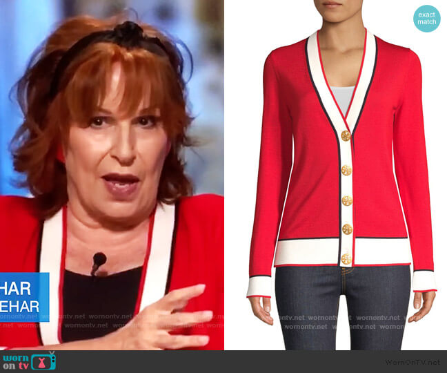 Tory Burch Simone Contrast Trim Cardigan worn by Joy Behar on The View