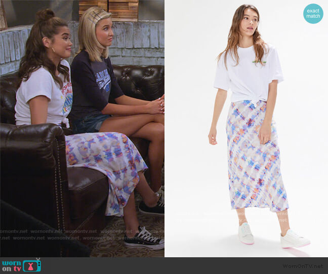 Urban Outfitters Bowie Bias Cut Skirt worn by Alexa Mendoza (Paris Berelc) on Alexa & Katie