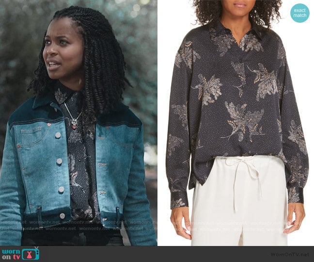 Vince Floral Dot Silk Blouse worn by Ani (Grace Saif) on 13 Reasons Why
