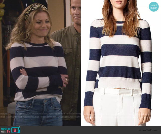 Zadig and Voltaire Striped Cashmere Sweater worn by DJ Tanner-Fuller (Candace Cameron Bure) on Fuller House