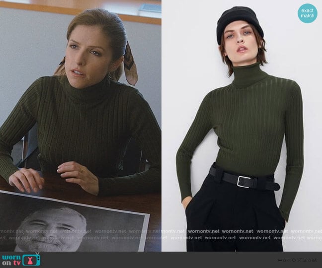 Zara Ribbed Turtleneck Sweater worn by Darby (Anna Kendrick) on Love Life