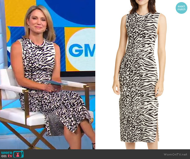 Proenza Schouler White Label Zebra & Leopard Jacquard Midi Dress worn by Amy Robach on Good Morning America