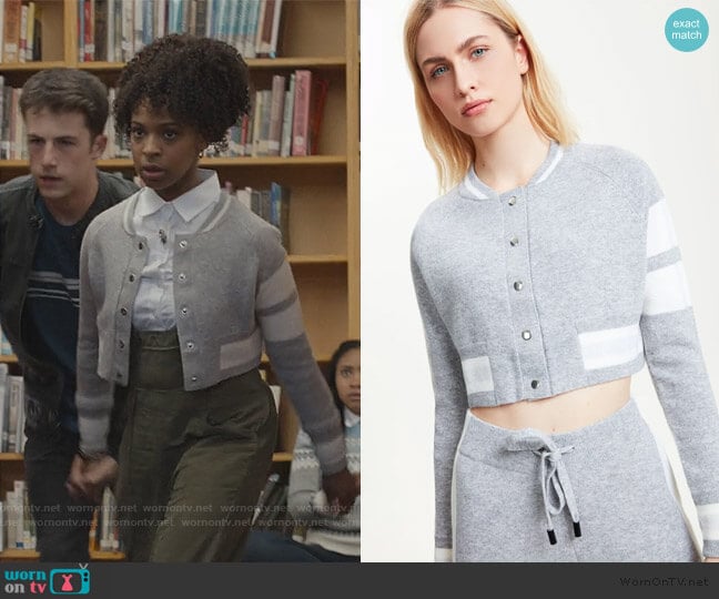 Zoe Jordan Cropped Edison Cashmere Bomber worn by Ani (Grace Saif) on 13 Reasons Why