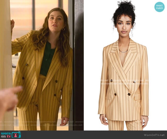 Acne Studios Janny Pinstripe Blazer worn by McAfee (Laura Dreyfuss) on The Politician