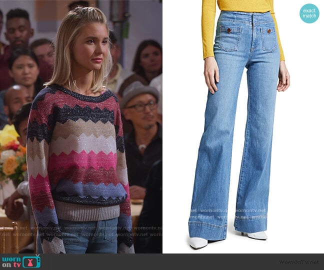 Alice + Olivia Gorgeous Wide Leg Jeans worn by Katie Cooper (Isabel May) on Alexa & Katie