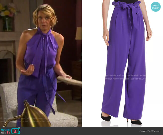Alice + Olivia Farrel Pleated Paperbag-Waist Pants worn by Nicole Walker (Arianne Zucker) on Days of our Lives