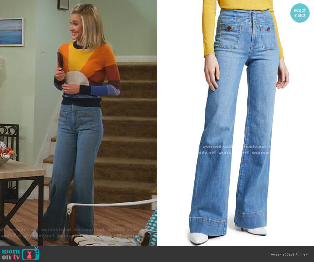 Alice + Olivia Jeans Gorgeous Wide Leg Jeans worn by Katie Cooper (Isabel May) on Alexa & Katie