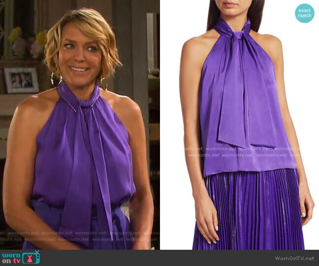 Alice + Olivia Leia Halter Top worn by Nicole Walker (Arianne Zucker) on Days of our Lives