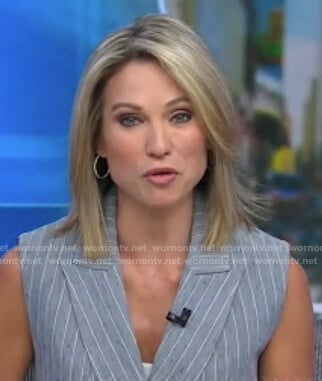 Amy’s grey striped vest and pants on Good Morning America