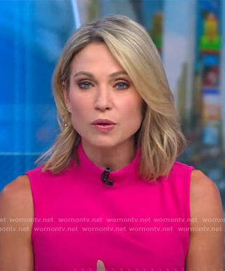 Amy’s pink mock neck sleeveless dress on Good Morning America