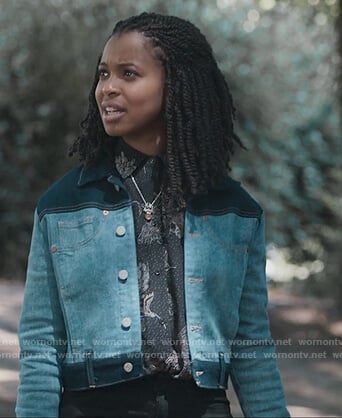 Ani’s black floral blouse on 13 Reasons Why
