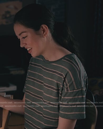 Annie’s green striped tee on Sweet Magnolias