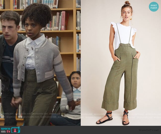 Antropologie Asha Bib-Front Utility Overalls worn by Ani (Grace Saif) on 13 Reasons Why