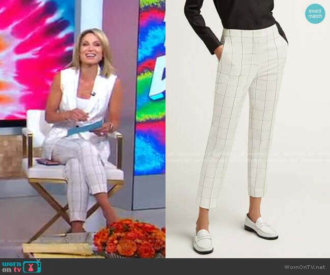 Argent Grid Plaid Tailored Trouser worn by Amy Robach on Good Morning America