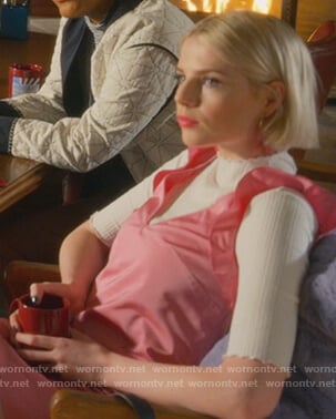 Astrid’s pink ruffle shift dress on The Politician