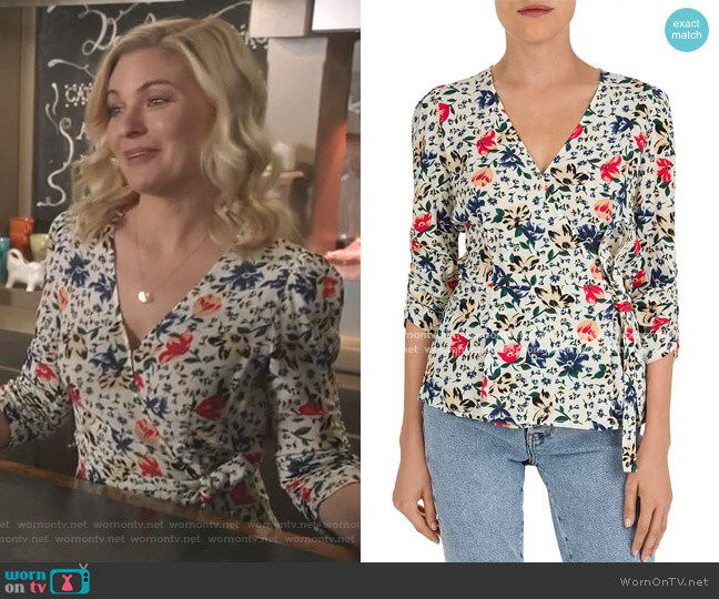 Ba&Sh Paco Floral Wrap Top worn by Stephanie Borden (Kylee Evans) on Good Witch