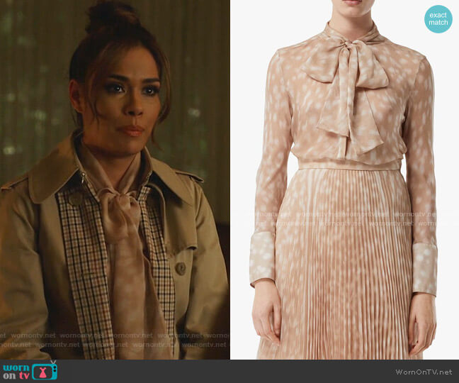 Burberry Deer Print Pussybow Blouse worn by Cristal Jennings (Daniella Alonso) on Dynasty