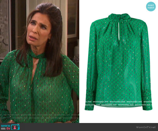 Ba&sh Cabri Printed Blouse worn by Hope Williams (Kristian Alfonso) on Days of our Lives