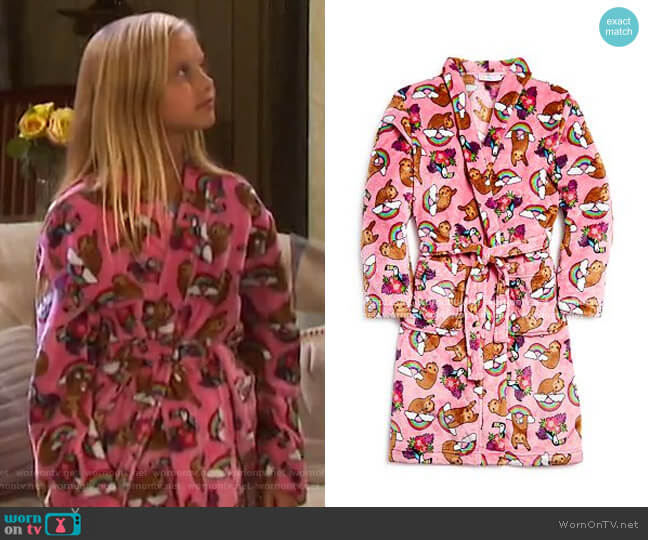 Candy Pink Sloth Print Robe