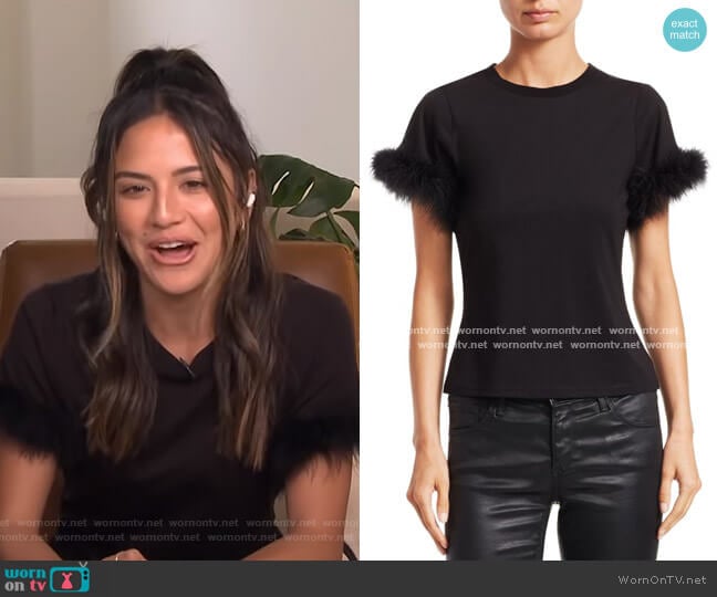 Cinq a Sept Zoie Feather Tee worn by Erin Lim on E! News