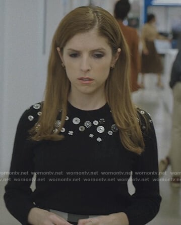 Darby’s black button detail sweater on Love Life