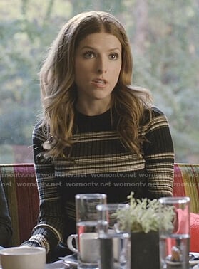 Darby’s black striped ribbed sweater on Love Life