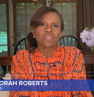 Deborah’s orange striped ruffle dress on Good Morning America