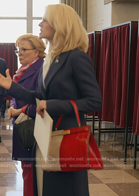 Dede’s red colorblock bag on The Politician