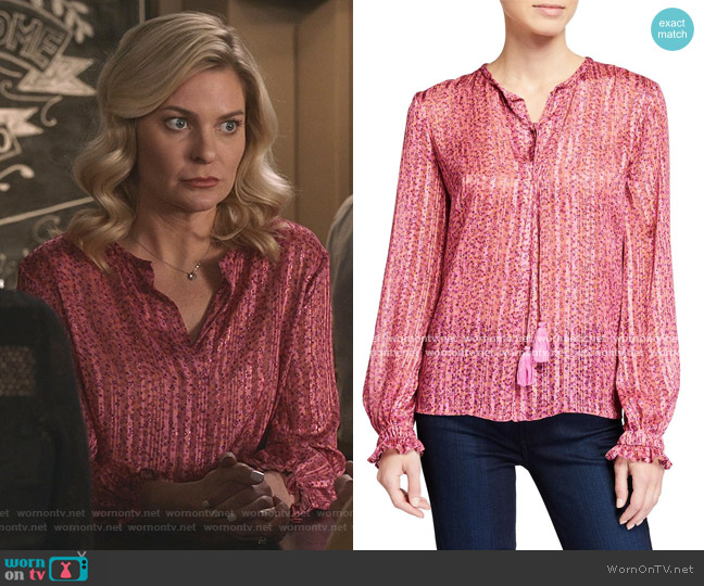 Derek Lam 10 Crosby Floral-Print Long-Sleeve Blouse worn by Stephanie Borden (Kylee Evans) on Good Witch