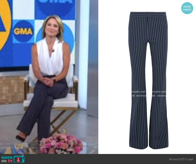 Derek Lam 10 Crosby Striped Flared Pants worn by Amy Robach on Good Morning America