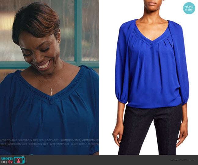 Diane von Furstenberg Cahil Top worn by Helen Decatur (Heather Headley) on Sweet Magnolias