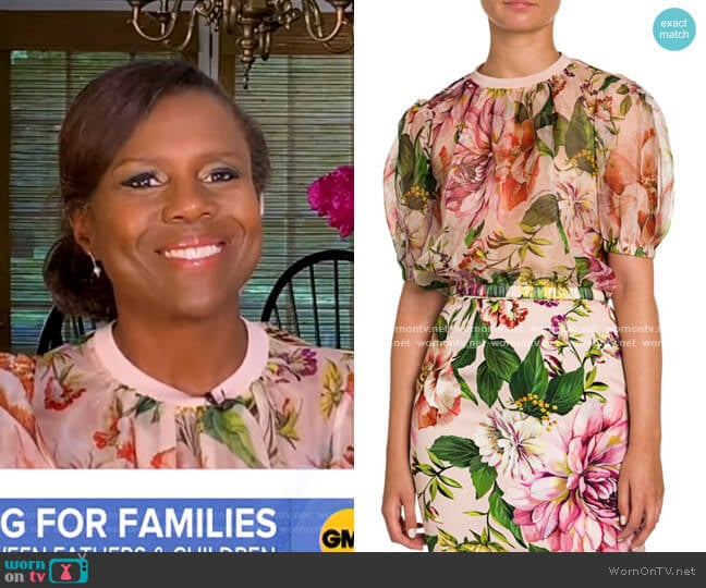 Dolce & Gabbana Silk Organza Voluminous Crop Top worn by Deborah Roberts on Good Morning America