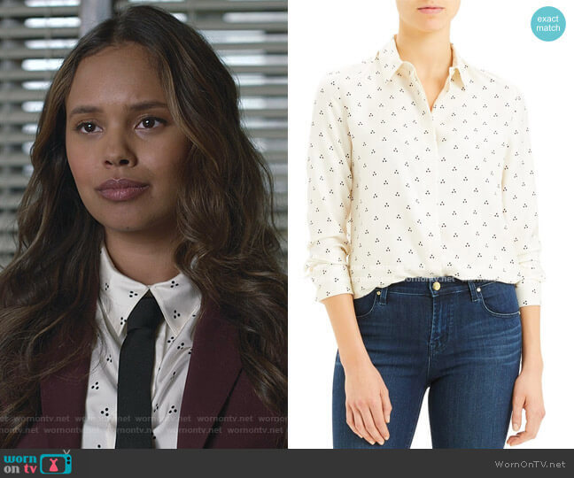Theory Dot Triangle Silk Shirt worn by Jessica Davis (Alisha Boe) on 13 Reasons Why