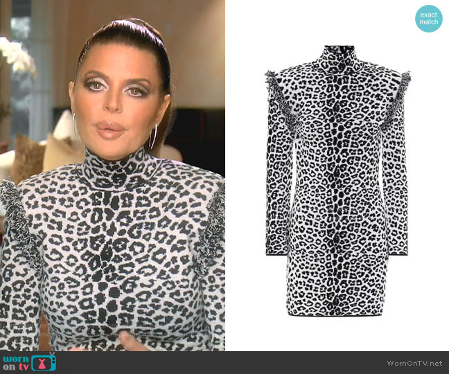 Dundas Leopard-Print Wool and Cashmere Dress worn by Lisa Rinna on The Real Housewives of Beverly Hills