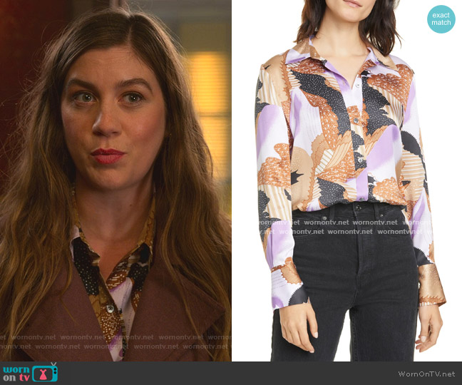 Equipment Sedienne Print Silk Blouse worn by McAfee (Laura Dreyfuss) on The Politician