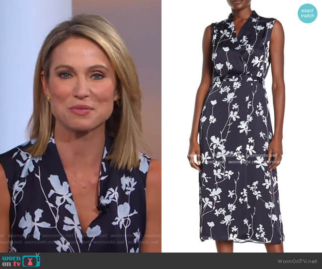 Equipment Femma Floral Midi Dress worn by Amy Robach on Good Morning America